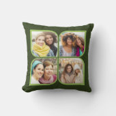 レトロピンホイール4フォトフラワーペタルグリーン クッション (正面)