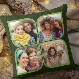 レトロピンホイール4フォトフラワーペタルグリーン クッション