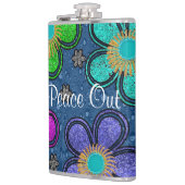 レトロピースアウトヒッピースタイルフラワーパワーパターン フラスク (左)