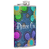 レトロピースアウトヒッピースタイルフラワーパワーパターン フラスク (右)