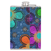 レトロピースアウトヒッピースタイルフラワーパワーパターン フラスク (裏面)