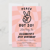 レトロピースアウト任意の年齢の誕生日パーティー 招待状 (正面)