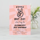 レトロピースアウト任意の年齢の誕生日パーティー 招待状 (スタンド正面)