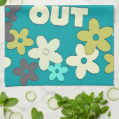 レトロピースアウト引用文ヒッピー花 キッチンタオル (折り畳み)