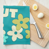 レトロピースアウト引用文ヒッピー花 キッチンタオル (四つ折り)