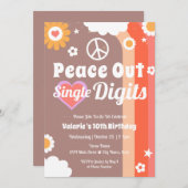 レトロピースアウト10誕生日 招待状 (正面/裏面)