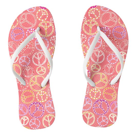 レトロピースサインのパターン ビーチサンダル (ソール)