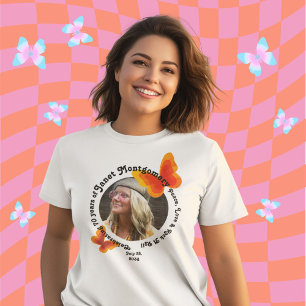 レトロピースサインサイケデリックバタフライ誕生日 Tシャツ