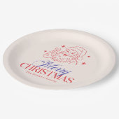 レトロピースサインサンタメリークリスマス ペーパープレート (アングル)