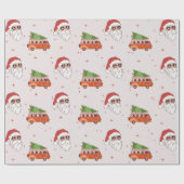 レトロピースサインサンタラッピング紙 ラッピングペーパー (フラット)