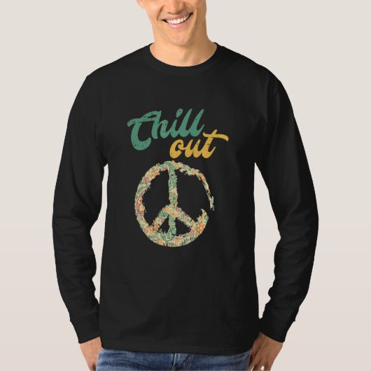 レトロピースサインチルアウト Tシャツ (正面)