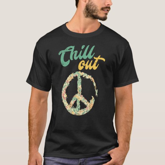 レトロピースサインチルアウト Tシャツ (正面)