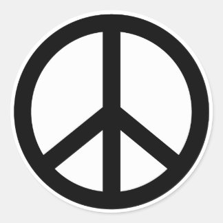 レトロピースサインラウンドステッカー ラウンドシール