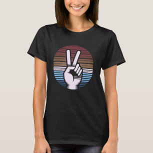 レトロピースサインVフィンガーヴィンテージ60s 70s 80s Coo Tシャツ