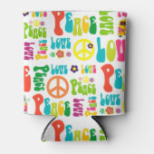 レトロピースヒッピー標識パターン 缶クーラー (正面)