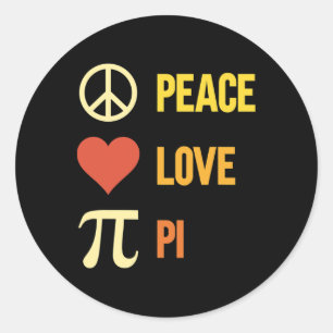 レトロピースラブパイ3.14ハッピーPiデイMath Pun Pi ラウンドシール
