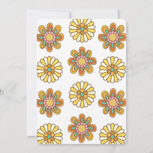 レトロピースラブベビーデイジーベビーシャワー招待状 招待状 (裏面)