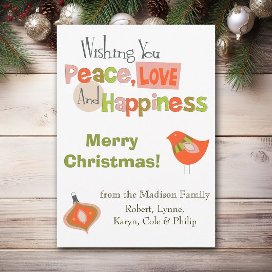 レトロピースラブ写真テンプレートクリスマスカード シーズンカード