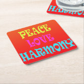 レトロピースラブ調和スクエアコースター スクエアペーパーコースター (アングル)