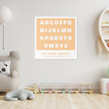 レトロピーチアルファベット名前をカスタムするベビー子供部屋