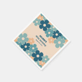 レトロピーチグリーンボホフラワー40歳の誕生日 スタンダードカクテルナプキン (角)