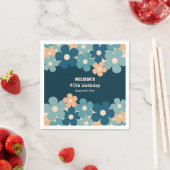 レトロピーチダークグリーンボホフラワー40歳の誕生日 スタンダードカクテルナプキン (インサイチュ)