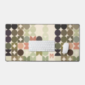 レトロピーチレッドブラウンオリーブグリーンポップ・アートのアートパターン デスクマット (キーボード&マウス)