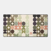 レトロピーチレッドブラウンオリーブグリーンポップ・アートのアートパターン デスクマット (正面)