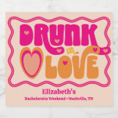 レトロピーチ飲インラブバチェロレッテウィークエンド リキュールボトルラベル (シングルラベル)