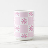 レトロピ市松模様にックの花柄 コーヒーマグカップ (中央)