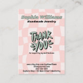 レトロピ市松模様にンクイヤリングジュエリー表示カード コーリングカード (裏面)