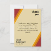 レトロファイアストライプのハート完璧なマッチ結婚ズ サンキューカード (正面)