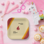 レトロファイアストライプのハート完璧なマッチ結婚ズ ペーパープレート (パーティー)