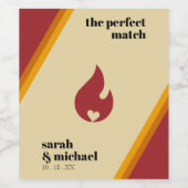 レトロファイアストライプのハート完璧なマッチ結婚ズ ワインラベル (シングルラベル)