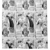 レトロファッションイラストレーション照合 シャワーカーテン (正面)