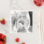 レトロファッションイラストレーション照合 スタンダードカクテルナプキン (インサイチュ)