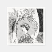 レトロファッションイラストレーション照合 スタンダードカクテルナプキン (正面)