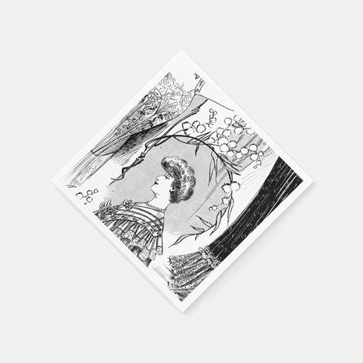 レトロファッションイラストレーション照合 スタンダードカクテルナプキン (角)