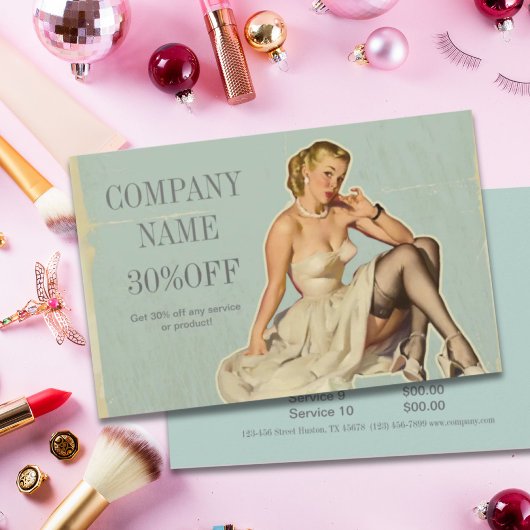 レトロファッションガール美容師メイクアップアーティスト チラシ