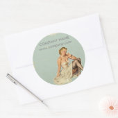 レトロファッションガール美容師メイクアップアーティスト ラウンドシール (封筒)