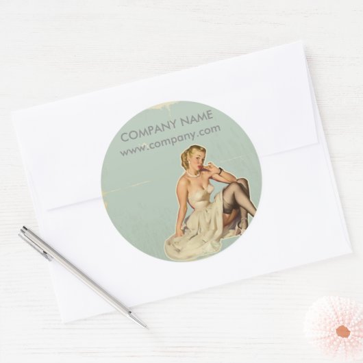 レトロファッションガール美容師メイクアップアーティスト ラウンドシール (封筒)