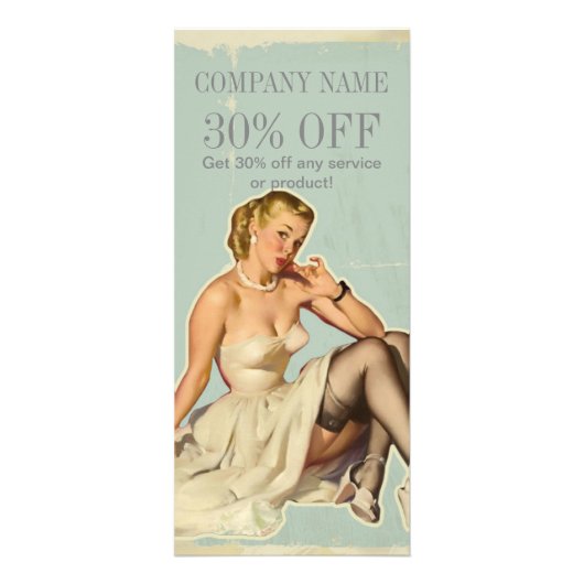 レトロファッションガール美容師メイクアップアーティスト ラックカード (正面)