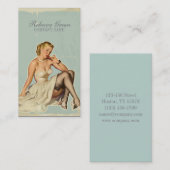 レトロファッションガール美容師メイクアップアーティスト 名刺 (正面/裏面)