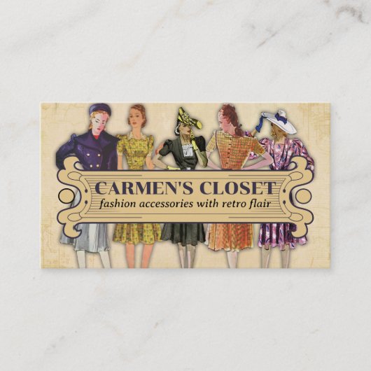 レトロファッションドレスモデルスカート脚裁縫 名刺 (正面)