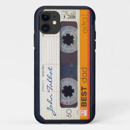レトロファッションド80s Mixtapeカセット最高のパパiPC iPhone 11 ケース