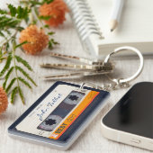 レトロファッションド80s Mixtapeカセット最高のパパK キーホルダー (正面右)