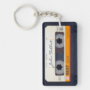 レトロファッションド80s Mixtapeカセット最高のパパK キーホルダー