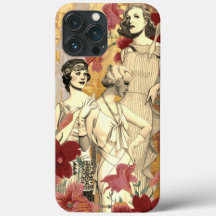 レトロファッションフローラ背景iPhone / iPadケース