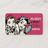 レトロファッションモデルはミットン編み物クロチェット 名刺 (正面)