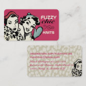 レトロファッションモデルはミットン編み物クロチェット 名刺 (正面/裏面)